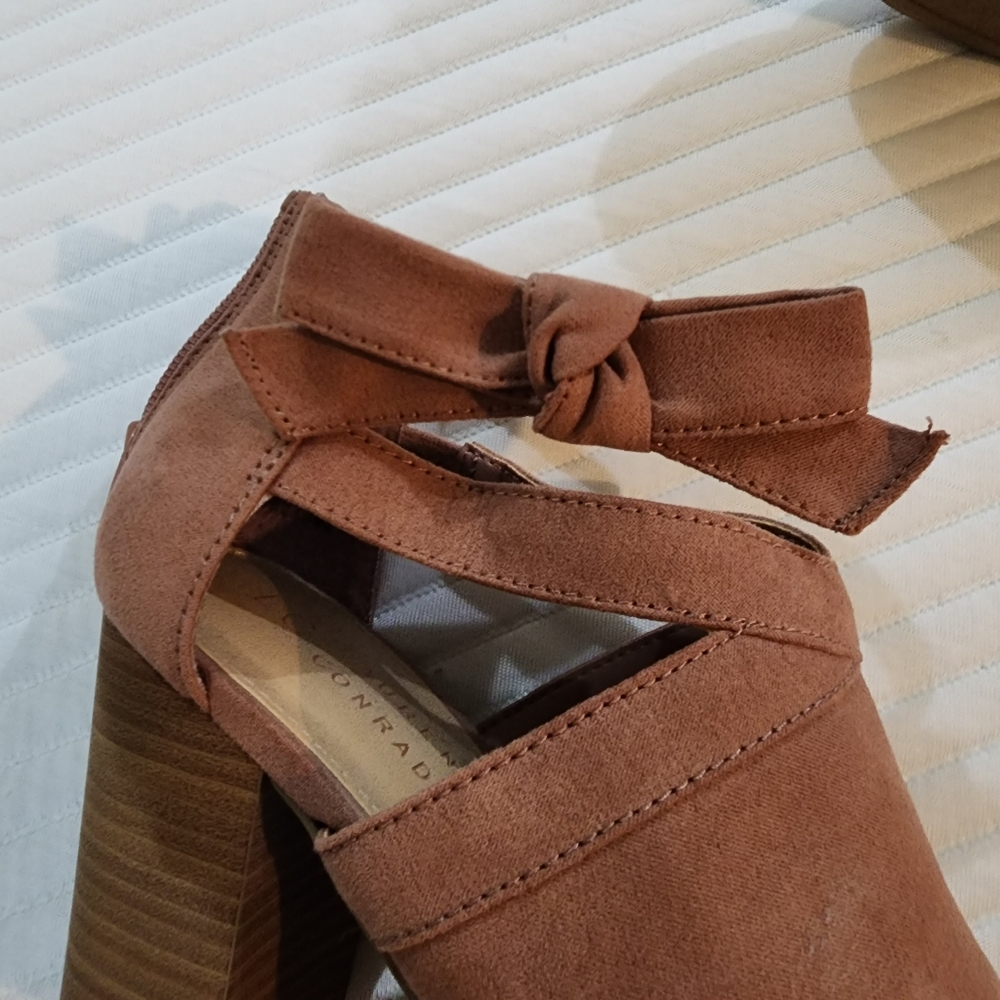 Lauren Conrad mauve pink suede open toe boots Size 8.5 - Picture 8 of 16